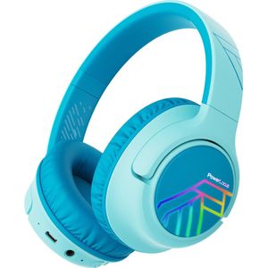 PowerLocus Bobo - Draadloze Koptelefoon voor Kinderen - Bluetooth koptelefoon - 74/85/94dB Volumebegrenzing - Led Verlichting - Audio Sharing Functie - Blauw