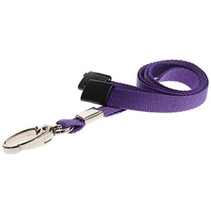 ALG ID Cards® Effen handlus met veiligheidsopening | paars koord met metalen clip | koord voor identiteitskaarthouders (paars koord)