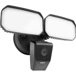 Fort Wi-Fi Beveiligingscamera - Buitenlamp met Bewegingssensor - Led Lampen - Beveiligingscamera - ECSPCAMFLB - Zwart