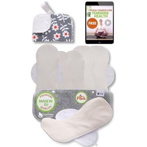 Herbruikbare Maandverbanden, 6 stuks Bamboe Wasbare stoffen pads met vleugels (grootte L & XL),doek DameshygiÃ«ne Inlegkruisje GEMAAKT IN DE EU; Ecologisch en Gezond Periode Servetten voor menstruatie, overvloedige stromen, postpartum; EXTRA Natte Zak