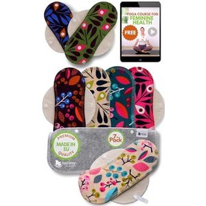 Wasbare Inlegkruisjes, 7 stuks Organisch Kaoten Herbruikbare stoffen pads met vleugels, doek Dameshygiëne Maandverbanden GEMAAKT IN DE EU; Dagelijks Inlegkruisjes zonder PUL, voor dagelijks gebruik en normale vaginale afscheiding,NIET voor periode