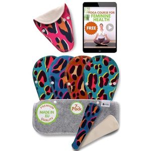 Herbruikbare TANGA-inlegkruisjes, 7-pack wasbare BIOLOGISCHE katoenen stoffen inlegkruisjes met vleugels, Eco-maandverband MADE IN EU, Bio Thin Dailies-pads voor dagelijks gebruik, Witte vaginale ontlading, NIET voor periode