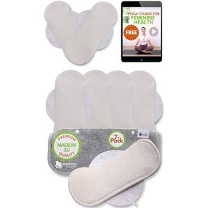 Herbruikbare dunne inlegkruisjes, verpakking van 7 stuks (M), wasbare inlegkruisjes van bamboe, voor dames, middelgrote organische doek, gemaakt in de EU, dagelijks herbruikbare inlegkruisjes voor vaginale afscheiding en lichte afscheiding, niet voor menstruatie