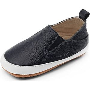 Dotty Fish Leren schoenen met blote voeten. Flexibele antislip rubberen zool trainers. First Walkers. Slip-On Peuter Schoenen (3-7 UK Child), Donkerblauw, 5 UK Child