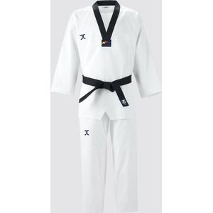 Taekwondo-pak dan (dobok) JC-Club | WT | Wit / Zwart (Maat: 110)