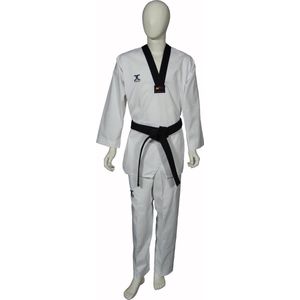 Taekwondo-pak dan (dobok) JC-Club | WT | Wit / Zwart (Maat: 140)