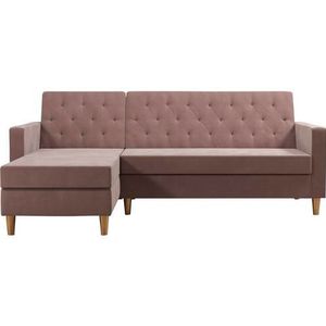 Liberty | Slaapbank 3-zits met chaise longue in stof roze