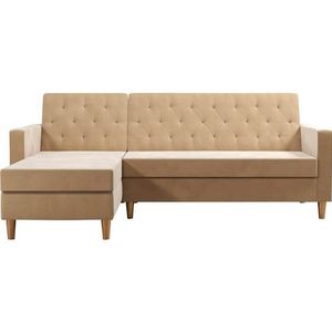 Liberty | Slaapbank 3-zits met chaise longue in stof ivoor