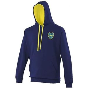 Boca Juniors Tweekleurig sweatshirt met capuchon, marineblauw en geel, logo, uniseks