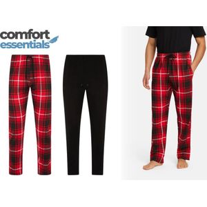 FM London 2-pack Soft Touch Pyjamabroek Heren, Rood/Zwart, M
