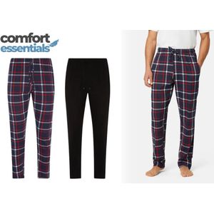 Pierre Calvini - Pyjama Heren - Broek - Navy Geruit - 100% Katoen, 2 Stuks