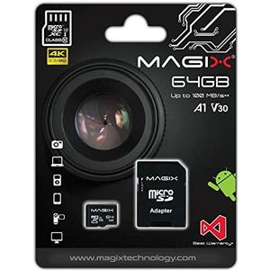 Magix 64 GB microSD-kaart klasse 10 V30 U3, leessnelheid tot 95 MB/s, 4K-serie (SD-adapter inbegrepen)