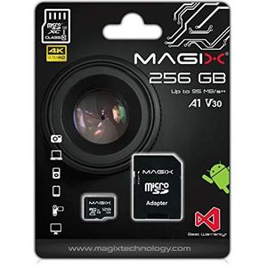 Magix Micro-SD-geheugenkaart, 256 GB, klasse 10 V30 U3, leessnelheid tot 95 MB/s, 4K-serie (adapter inbegrepen)