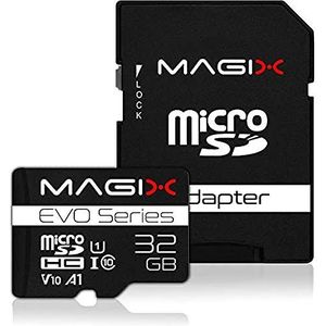 Magix 32 GB microSD-kaart Class10 V10 U1, leessnelheid tot 80 MB/s, EVO-serie (SD-adapter inbegrepen)