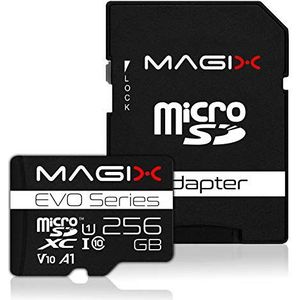 Magix MicroSD Card EVO Series Class 10 V10 + SD-adapter, leessnelheid tot 80 MB/s (256 GB)