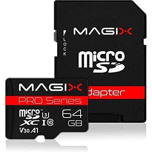 Magix MicroSD-kaart Pro Serie Klasse 10 V30 + SD-adapter, leessnelheid tot 95 MB/s (64 GB)