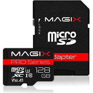 Magix 128 GB microSD-kaart Class10 V30 U3, leessnelheid tot 95 MB/s, PRO-serie (inclusief SD-adapter)