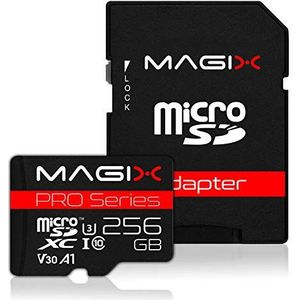 Magix MicroSD-geheugenkaart PRO Series Klasse 10 V30 + SD-adapter tot 95 MB/s (256GB)