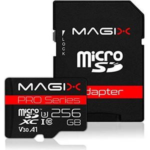 Magix MicroSD-kaart Pro Serie klasse 10 V30 + SD-adapter, leessnelheid tot 95 MB/s (256 GB)