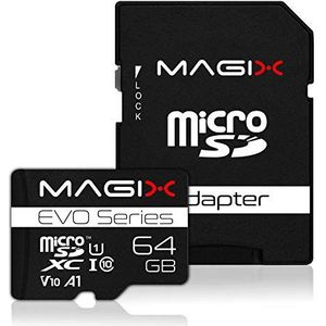 Magix 64 GB microSD-kaart Class10 V10 U1, leessnelheid tot 80 MB/s, EVO-serie (inclusief SD-adapter)