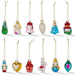 THE TWIDDLERS 12 Vintage Glazen Kerstballen, 6cm - Hangende Kerstboomversiering, Kerst Decoratie