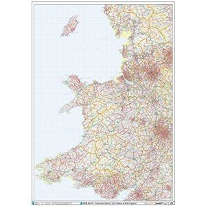 XYZ Maps Wandkaart van papier, A0, postcode van Wales, 1189 x 841 mm
