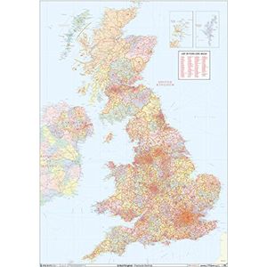 XYZ Maps Wandkaart met Britse postcode 2 A, 1189 mm x 1682 mm