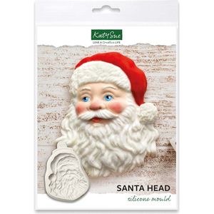 Katy Sue CF0013 Kerstman Hoofd Siliconen Mould voor Kerst Cake Decoreren, Ambachten, Cupcakes, Suikerwerk, Cookies, Snoepjes, Kaarten en Klei, Voedselveilig Goedgekeurd, UK Made Grey