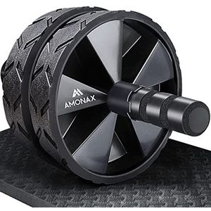 Amonax Convertible Exercise Wheel Roller Buikroller Ab Wheel Ab Roller met Grote Kniemat voor Buikspiertraining. Buiktrainer, Buikspierroller, Buiktraining voor Mannen en Vrouwen (Zwart)