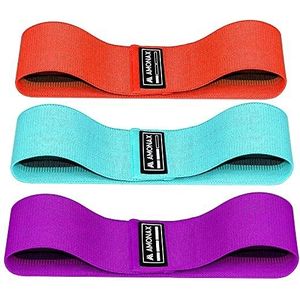 Amonax Weerstandsbanden van stof voor dames, duurzame elastische banden voor gewichtsverlies, fitnessaccessoires voor benen en billen (kleurrijke set)