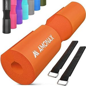 AMONAX Barbell Pad, dik schuim squat pad voor nek en schouder, fitnessapparatuur fitness workout accessoire voor vrouwen heupstoten, halterkussen bar pad hoes voor gewichtheffen (oranje)