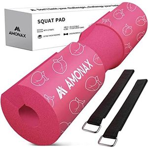 AMONAX Halterkussen, dik schuim squat pad voor nek en schouder, fitnessapparatuur fitness workout accessoire voor vrouwen heupstoten, halter kussen bar pad cover voor gewichtheffen (roze perzik)