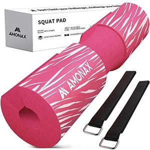 AMONAX Barbell-pad, dik schuim-squatpad voor nek en schouder, fitnessapparatuur, fitness-trainingsaccessoire voor vrouwen, heupstoten, halterkussen voor gewichtheffen (roze zebra)