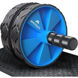 Amonax Ab Roller Wheel, converteerbaar, Ab Roller Wheel, buikspiertraining, fitnesswiel voor krachttraining, sport, huis, materiaal voor heren en dames (blauw)