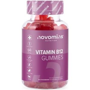 Vitamine B12 Gummy Bears van Novomins Nutrition - Glutenvrij en GMO-vrij - Vitamine B12 1000 mcg - 60 Vegan high-dose vitamine B12 Gummy beren - Vitamine B complex