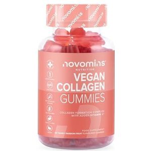 Veganistische collageengummies - Veganistisch collageenalternatief voor dames en heren - Doordrenkt met vitamine C, BCAA's, hyaluronzuur - Gummy-vitaminen - Novomins