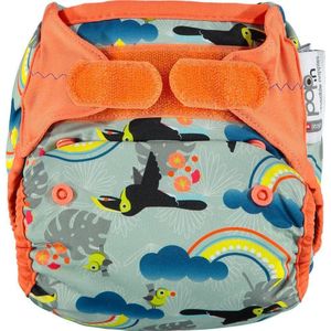 Close Pop-in enkele herbruikbare doek luier één maat geboorte tot potje bamboe Aplix bevestiger Toucan afgedrukt