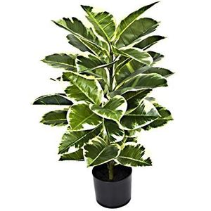 GreenBrokers Kunstmatige 98cm Real Touch Rubber Plant in Pot