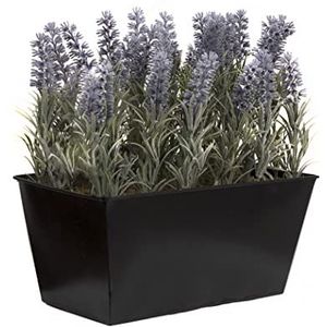 GreenBrokers Zwarte Kunstmatige Lavendel Tin Planter Venster Doos 30cm