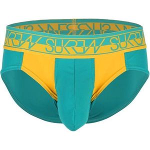 Sukrew - BLOC Teal/Mustard Brief - Maat S - Abundance Collectie - Heren slip - Mannen ondergoed