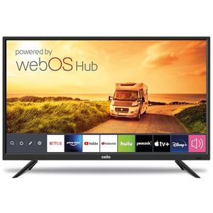 Cello 32″ Smart Camping Travel TV 12-Volt TV Triple Tuner Bluetooth. Disney+ Netflix, Apple TV+ Prime Video Paramount+ Caravans Boten HGVS Made in Europe model 2023 , 12V SMART, 32