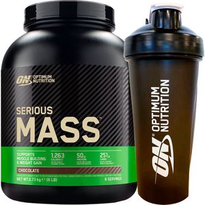 Optimum Nutrition Serious Mass Bundel - Serious Mass Gainer Chocolate + ON Shakebeker - Weight Gainer - 2727 gram (8 servings)