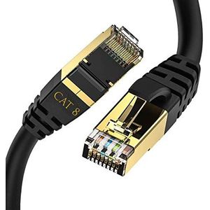 IBRA Gigabit Ethernet LAN-kabel CAT8 / CAT7 (RJ45) SSTP 40 Gbit/s 2000 MHz rond zwart