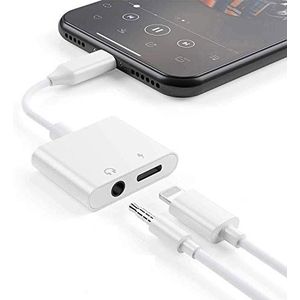 Tec-Digi Hoofdtelefoonadapter voor iPhone 11 naar 3,5 mm AUX audio-adapter splitter kabel voor iPhone 11 Pro/X/XR/XS/XS Max/7/7Plus/8/8Plus Pro compatibel met alle iOS-systemen