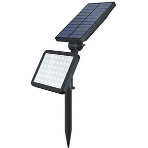 OUSFOT Tuinverlichting op zonne-energie, buitenspot met grondpen, 48 leds, 5 verlichtingsmodi, waterdicht, IP65, zwart