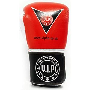 VIP Vital Impact Protection Potentia bokshandschoenen MMA leer vechtsport fitness middelvinger rood wit 510 g