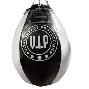 VIP Vital Impact Protection Premium PU Heavy Duty Boksen Vechtsporten Wrecking Ball Punch Bag, zwart/wit