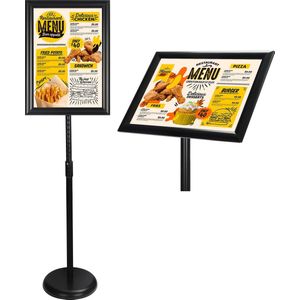 Belle Vous Zwarte A3 Aanpasbare Poster Houder Standaard – Aluminium Standaard Poster Staande Display Klik Frame Voor Portretten & Landschap Formaat – Voor Beurzen, Winkels en Restaurant Menu’s