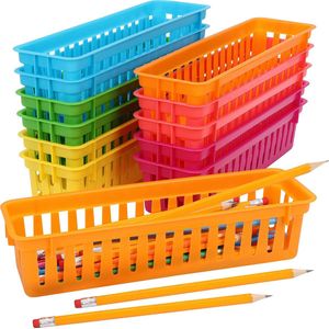 Belle Vous Schrijfwaren Opslag Mandjes (12 Pak) – Organizer Bakjes in Geassorteerde Kleuren – Pennen/Potloden Houders Voor School Klaslokalen, Bureau Net, Accessoires, Huis, Kantoor en Benodigdheden
