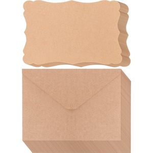 Belle Vous Blank Bruine Hobby Papieren Kaarten met Enveloppen (50 Pak) – 17,6 x 12,4 cm – Platte Kaart – DIY Geschenk & Wenskaart Maken, Verjaardag, Huwelijk & Babyshower Uitnodiging